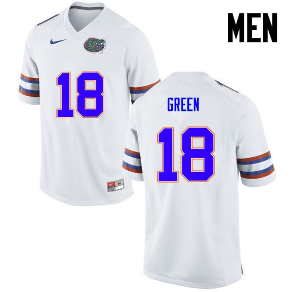 Men's NCAA Florida Gators Daquon Green #18 Stitched Authentic Nike White College Football Jersey FFP5365MW